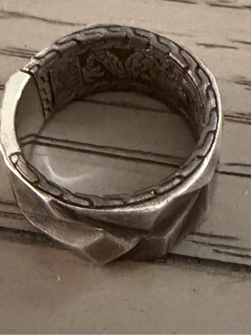 John Hardy Silver Textured Wide Band Ring Size 11 - Picture 6 of 14